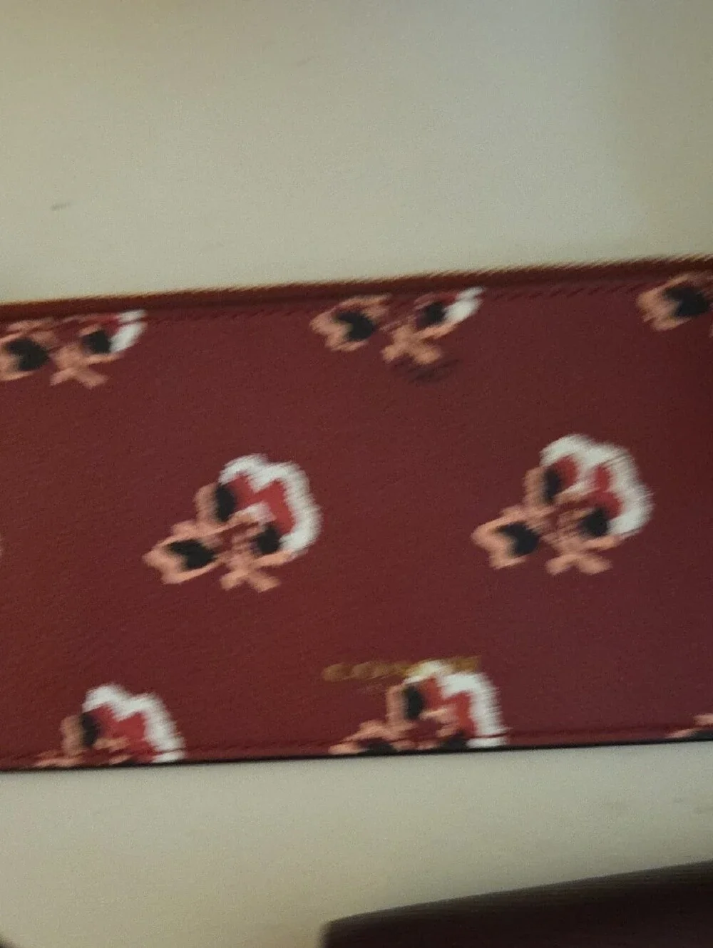 NWT COACH Metallic Cherry Leather Wallet Clutch with Gold Logo